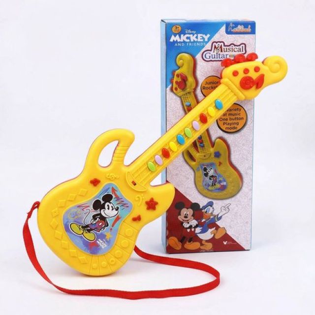 Disney Mickey Mouse Theme Musical Guitar for Toddlers & Kids | Battery Operated Sing-Along Educational Toy | Interactive Music & Sounds for Juniors (3+ Years) - Red