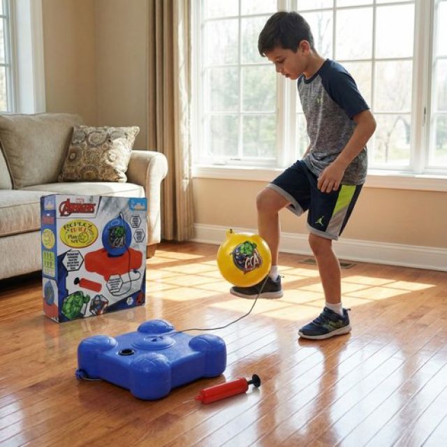 Marvel Avengers Reflex Soccer Ball - Solo Training Kit for Kids | Indoor & Outdoor Football Practice Set | Adjustable Recoil Action Rebounder | Portable Soccer Skills Trainer for Boys & Girls 3+