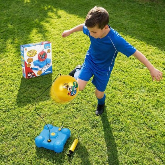 Disney Mickey Reflex Soccer Ball Set for Kids - Solo Football Training Kit with Recoil Action Rebound Ball, Indoor & Outdoor Sports Game for Boys & Girls Aged 3+ Years, Red