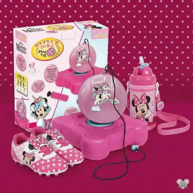 Disney Minnie Mouse Reflex Soccer Ball Solo Training Kit - Indoor & Outdoor Soccer Trainer with Rebound Action - Portable Sports Play Set for Kids & Toddlers Age 3+ - Pink
