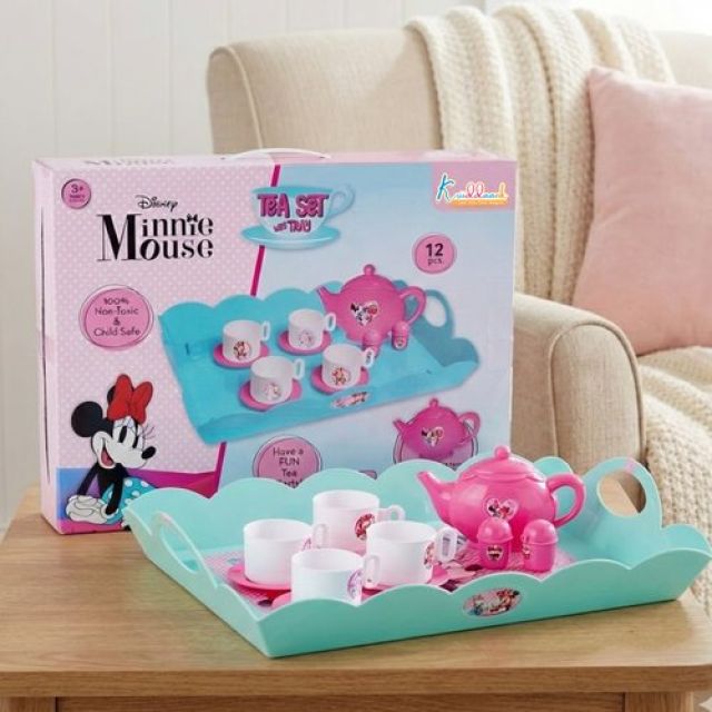 Minnie Tea Playset for Kids Aged 3+ | 12-Piece Pretend Play Tea Party Set with Electronic Kettle, Boiling Sounds & Lights | Safe & Non-Toxic Educational Kitchen Toy Gift for Toddlers