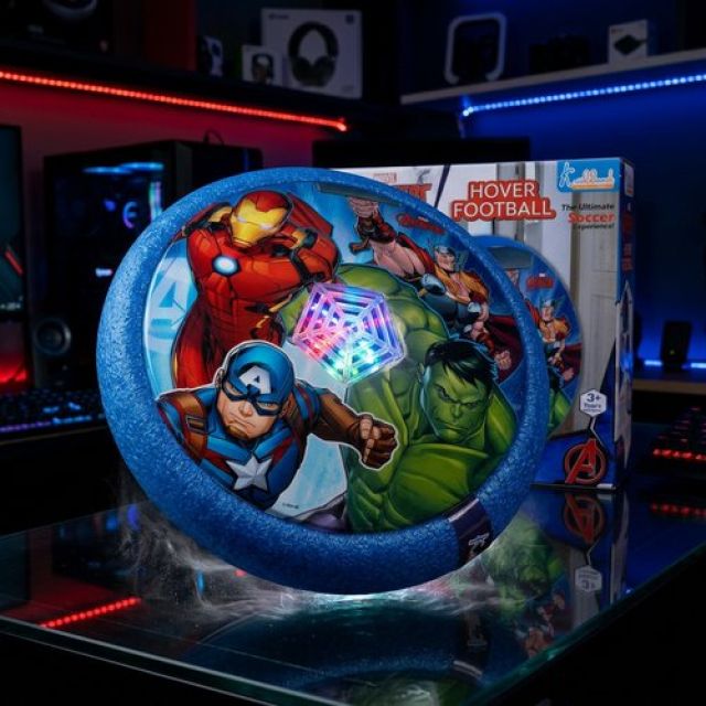 Marvel Avengers Hover Football Theme Air Power Soccer Ball with LED Lights & Foam Bumpers | Safe Indoor Floating Sports Game Toy for Kids Boys & Girls Age 3+ | Ideal Birthday Gift (18cm)