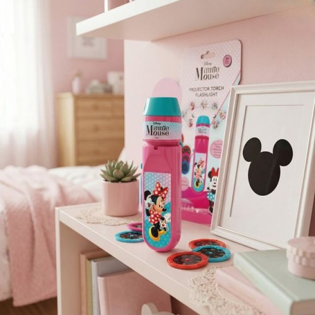 Disney Minnie Mouse Projector Torch Flashlight for Kids (3+ Years) � Includes 3 Character Slides, 24 Pattern Projections � Educational Bedtime Storytime Toy � Portable Pink LED Flashlight