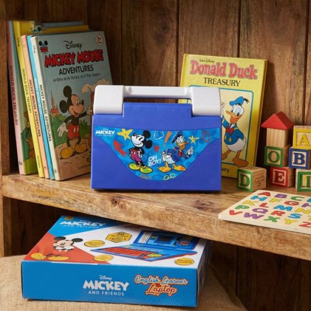 Mickey Educational Laptop for Kids Age 3+ | 20 Learning Activities for Alphabet, Math & Logic | Interactive Screen & Mouse Control | Memory Skill Development Toy | Mickey Theme (Red)