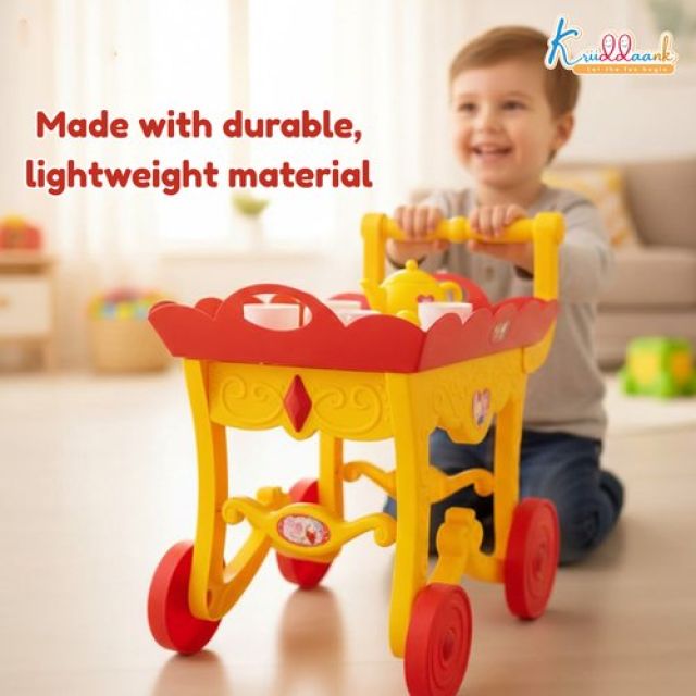 Hasbro Peppa Pig Tea Trolley Set - 32 Pcs Pretend Play Kitchen Toy with Electronic Kettle, Lights & Sound - Interactive Pink Tea Cart, Educational Gift for Kids & Toddlers Age 3+