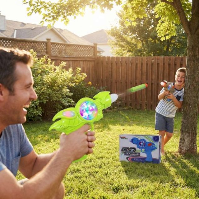 Kriiddank Musical Gun Shooting Playset for Boys & Girls - Bullet Blaster Action Toy with Foam Soft Bullets, Realistic Sound & Lights, Safe Fun for Kids Age 3+ Years (Multicolor)